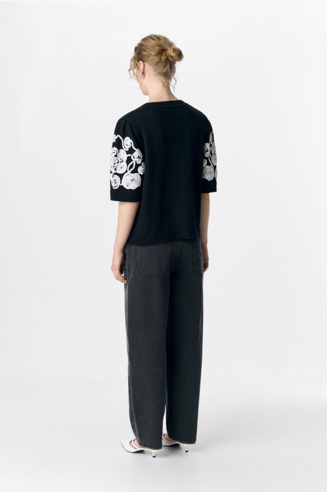 OBJJANE 2/4 RE KNIT CARDIGAN 140 23047229 Black/White emb